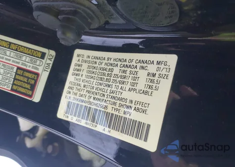 2013 Honda Cr-V Ex from USA, damaged, VIN 2HKRM4H59DH626626